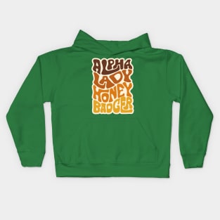 Alpha Lady Honey Badger Word Art Kids Hoodie